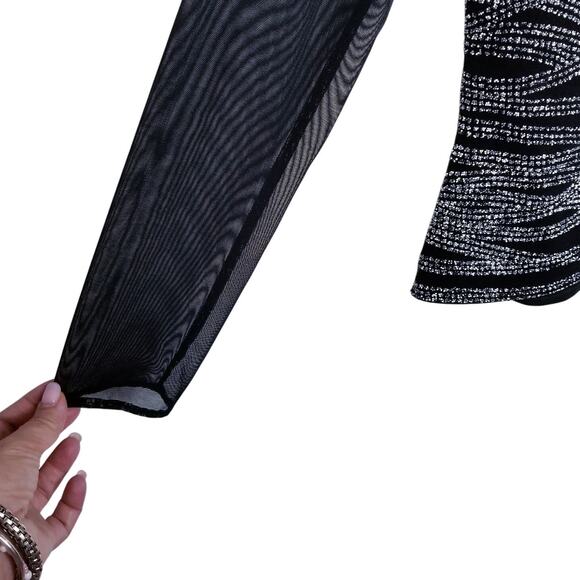 TADASHI SHOJI Vintage Sequin Illusion Sheer Black Sweetheart NL Evening Top 14 - Picture 5 of 10